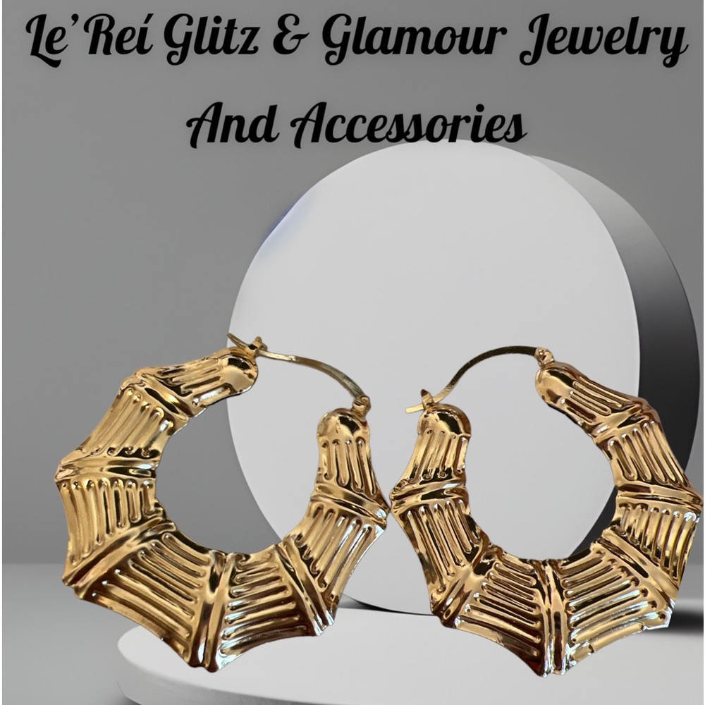 Large Gold Filled Bamboo Hoop Earrings